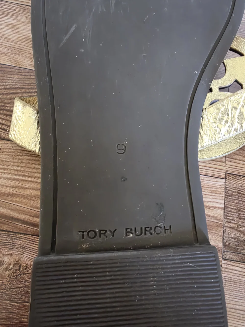 Tory Burch Metallic Gold Logo Thong Sandals